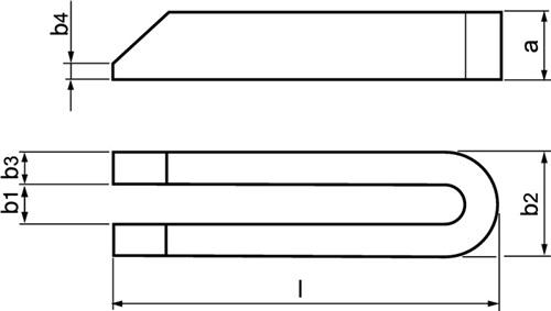 Bild von Gabelspanneisen DIN 6315B, Schlitz-B.26mm L.600mm f.Spannschraube M24 AMF