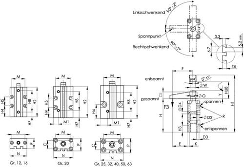 Bild von Schwenkspanner Nr.6829BR, Gr.40 pneumatisch Blockversion AMF
