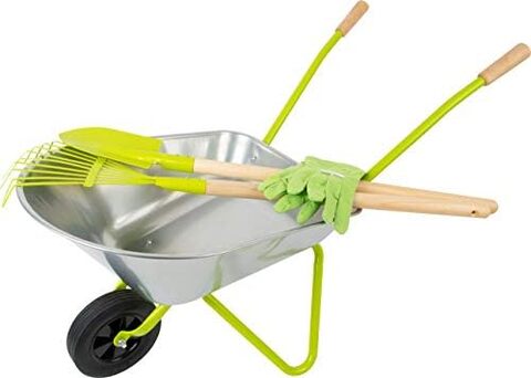 Bild von small foot Schubkarre mit Gartenwerkzeug inkl. Handschuhen, Spaten und Rechen, Outdoor-Spielzeug für Kinder ab 3, 11627