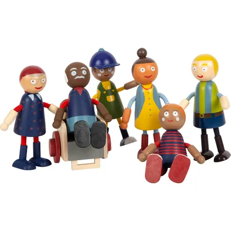 Bild von small foot Biegepuppen-Familie Diversität, 6 Puppen aus Holz unterschiedlichen Alters, Geschlechts und Hautfarbe, 12396
