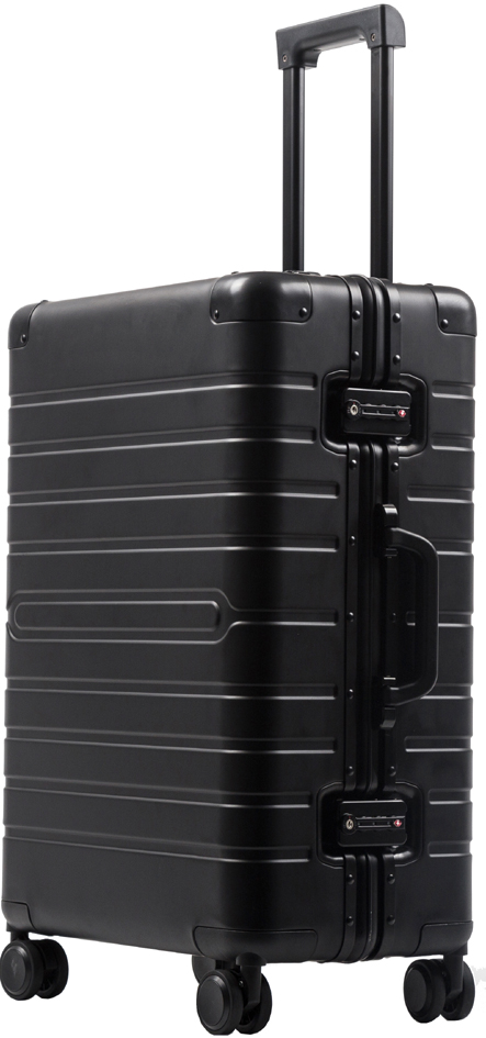 Bild von ALUMAXX 45191 Reisetrolley Gravity, Rollkoffer Aluminium, Reisekoffer mit TSA Schloss, Trolley mit 4 Leichtlaufdoppelrollen 360°, Alu Koffer ca. 56 cm, Schwarz, 56 x 37 x 21 cm