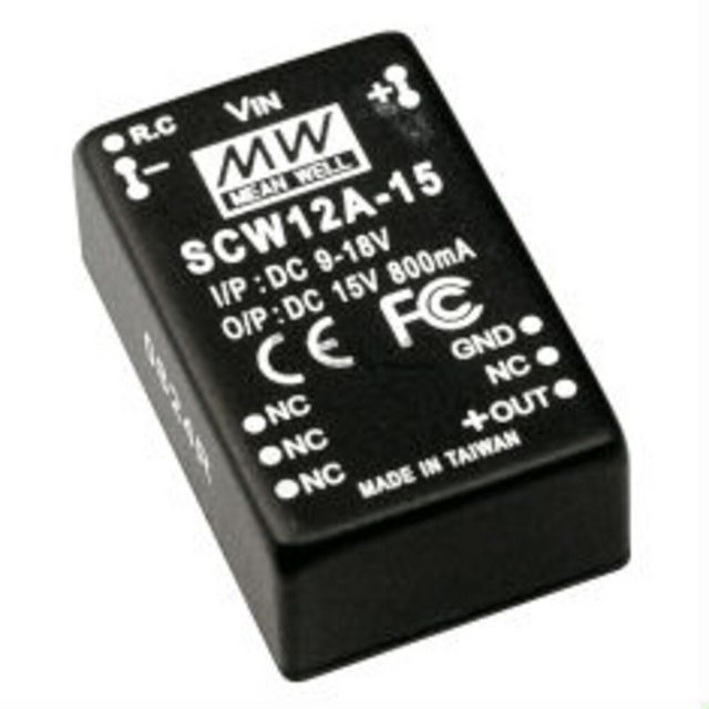 Bild von MeanWell Wechselrichter "SCW12A-15" 15V, 12W, Niedervolt, L31,8xH12,2xB20cm