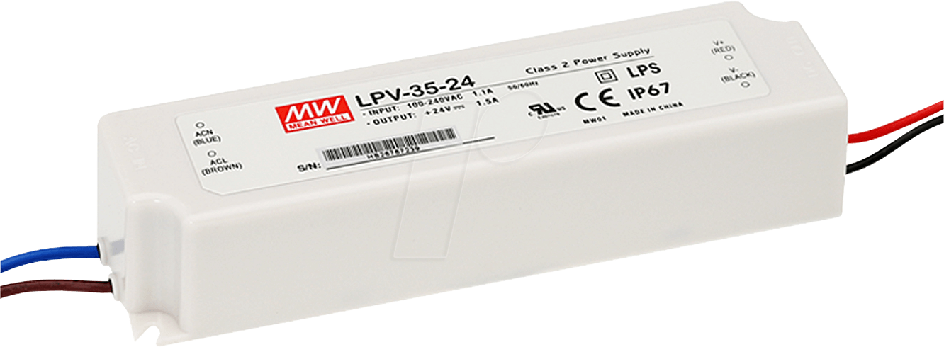 Bild von Mean Well LPV-35-5 LED-Trafo Konstantspannung 25W 0 - 5A 5 V/DC nicht dimmbar, Überlastschutz 1St.