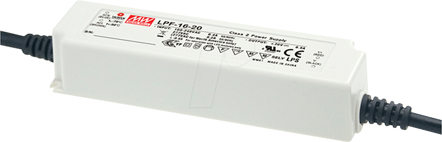 Bild von Mean Well LPF-16D-48 LED-Treiber, LED-Trafo Konstantspannung, Konstantstrom 16.32W 0.34A 26.4 - 48 V
