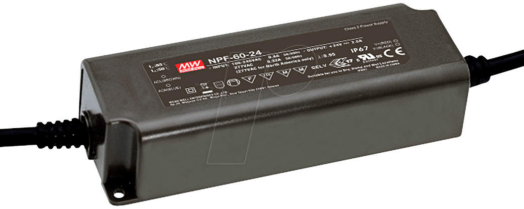 Bild von Mean Well NPF-60D-15 LED-Treiber, LED-Trafo Konstantspannung, Konstantstrom 60W 4A 9 - 15 V/DC dimmb