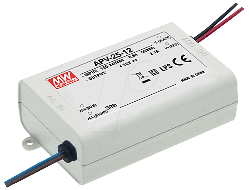 Bild von Mean Well APV-25-15 LED-Trafo Konstantspannung 25W 0 - 1.68A 15 V/DC nicht dimmbar, Überlastschutz