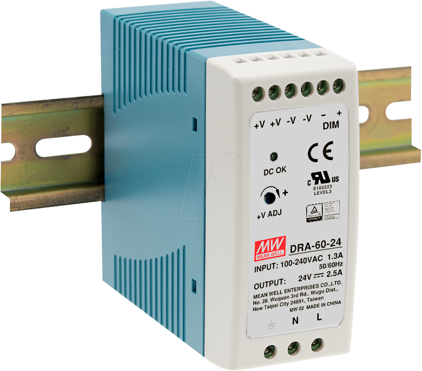 Bild von MeanWell Mean Well DRA-60-12 Hutschienen-Netzteil (DIN-Rail) 12 V/DC 5 A 60 W Hutschienen-Netzteil
