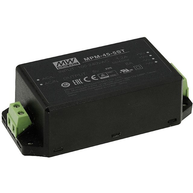 Bild von MeanWell MPM-45-24ST Netzteil & Spannungsumwandler Indoor 45 W Schwarz (Überspannungsschutzadapter), Netzwerk Zubehör