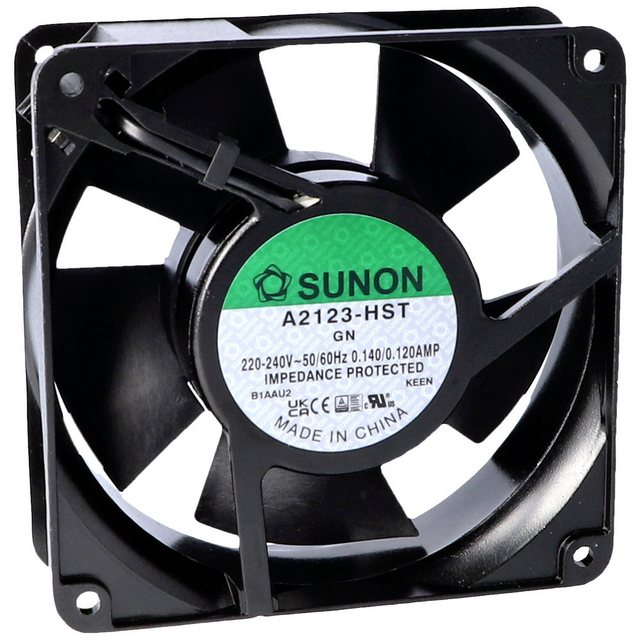 Bild von Sunon A2123-HBL.(7).GN Axiallüfter 230 V/AC 190.24 m³/h (L x B x H) 38 x 120 x 1 (38 mm), PC Lüfter, Schwarz