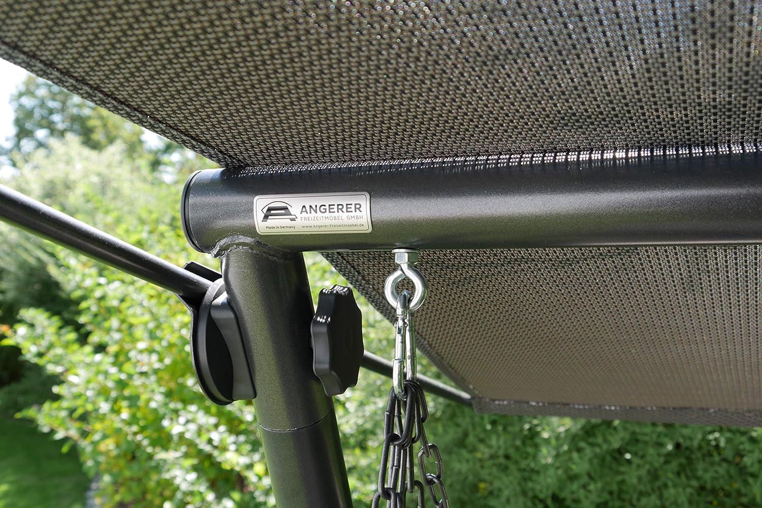Bild von Angerer Freizeitmöbel GmbH Hollywoodschaukel 1-Sitzer Swing Smart - Gartenschaukel Made in Germany - Schaukel zum Sitzen, Liegen und Entspannen - mit Bett-Funktion - einfache Montage (Olive)