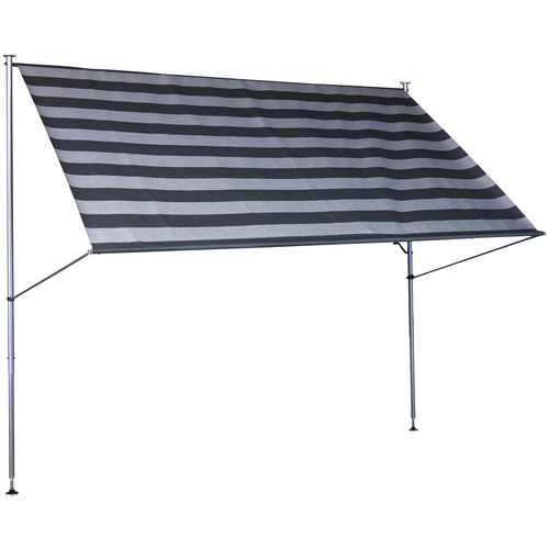Bild von Angerer Freizeitmöbel GmbH Klemmmarkise Premium - Markise für Sonnenschutz - Montage ohne Bohren und Dübeln - ideale Balkonmarkise für Mietwohnungen (dunkelgrau gestreift, 200 cm)