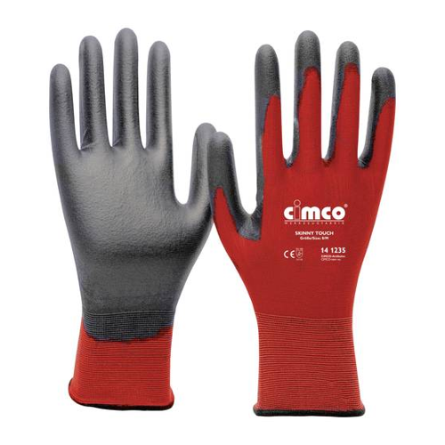 Bild von Cimco Skinny Touch grau/rot 141239 Nylon Arbeitshandschuh – Größe 11, XXL EN 388