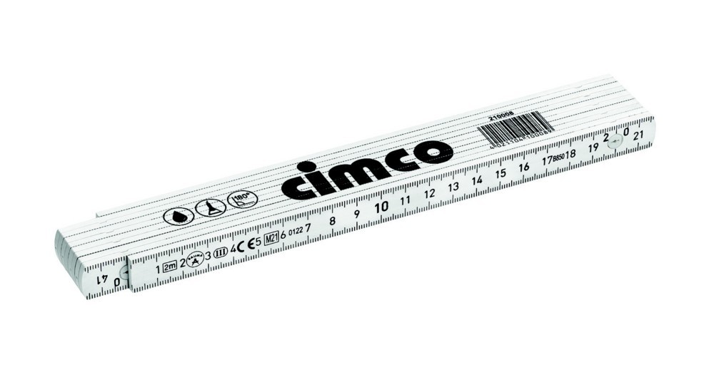 Bild von Cimco, Längenmesswerkzeug, Gliedermassstab, 10 Glieder, Länge 2 m, beidseitig mm-Einstellung, Kunststoff (mm)