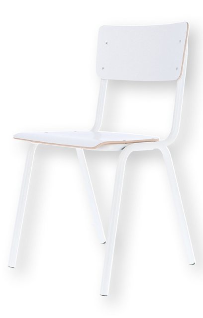 Bild von Stapelstuhl ZERO, stapelbar bis 4 Stück, Rundrohr-Fußgestell, B 380 x T 380 x H 460 mm, weiß/weiß, 2 Stück