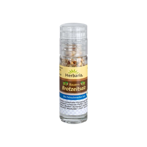 Bild von Herbaria Bauern Brotzeitsalz bio 19g Mini-Mühle – Ein Genuss für die Brotzeit