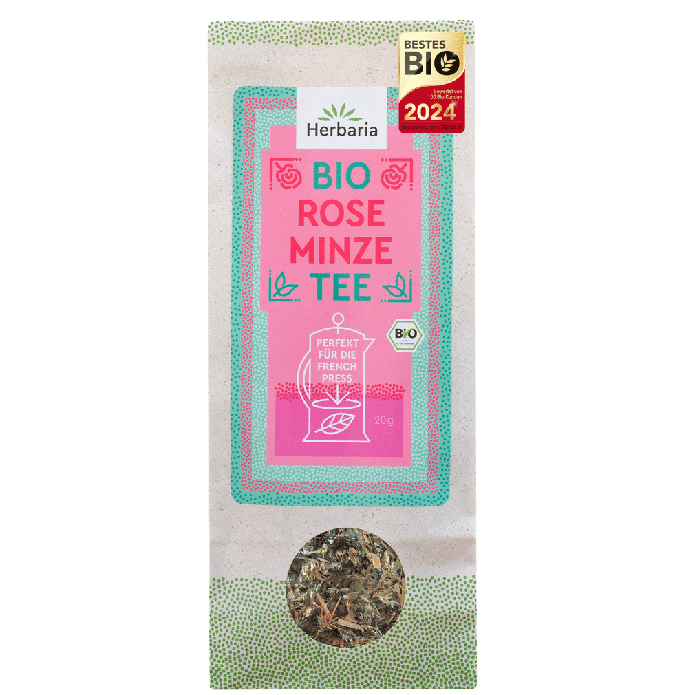 Bild von Herbaria Bio Tee Rose Minze - Zur Teezubereitung