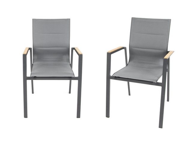 Bild von bellavista - Home&Garden® Gartensessel 2er Set Aluminium Stapelstuhl Newport mit Teakholz Armlehnen (Set, 2-St), Teakholz Applikationen, stapelbar, bis max. 120kg Belastung