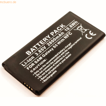 Bild von AGI Akku für Samsung Galaxy S5 LTE Li-Ion 3,85 Volt 2800 mAh schwarz. Handy-Akku 2800 mAh (3.85 V)