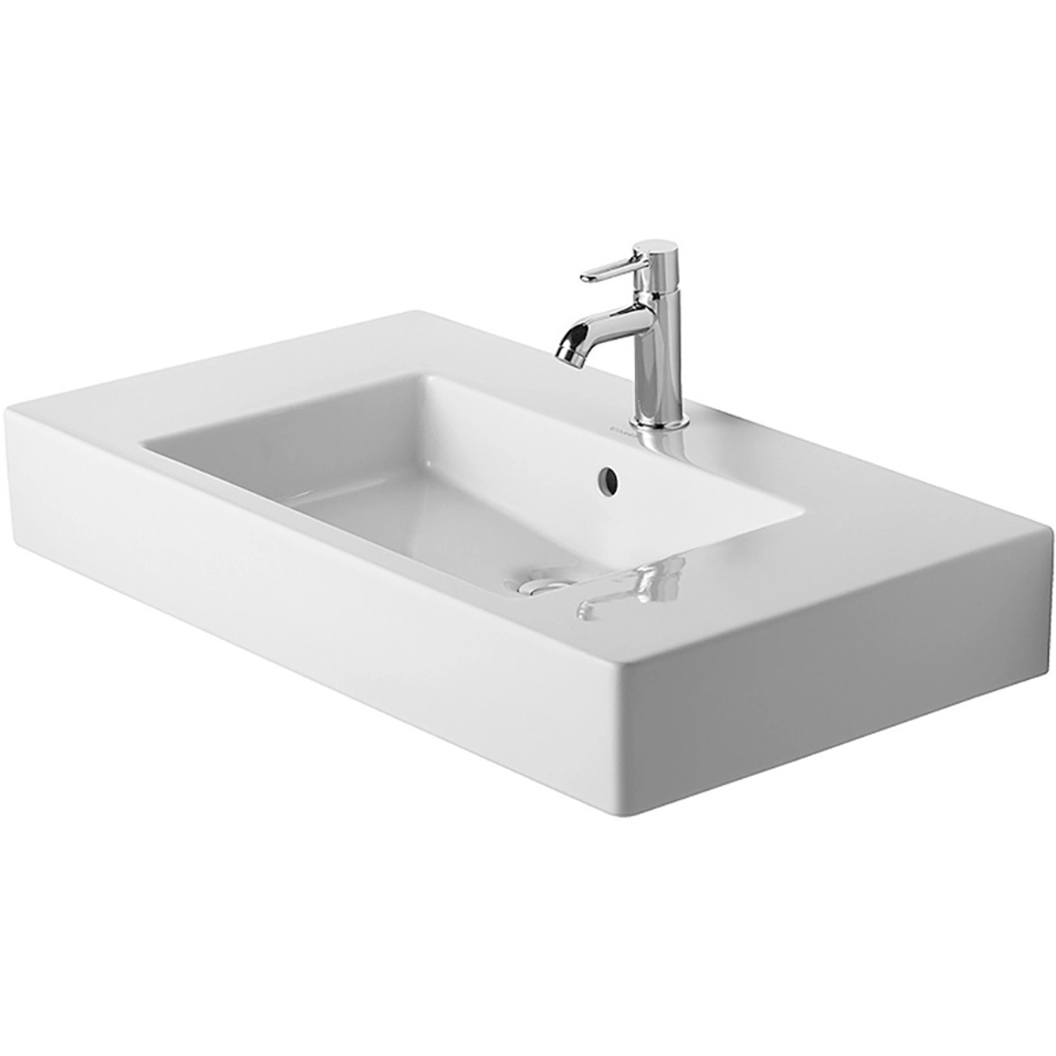 Bild von Duravit Möbelwaschtisch Vero 85cm, mit Überlauf, mit Hahnlochbank, 1 Hahnloch, Farbe: Weiß mit Wondergliss