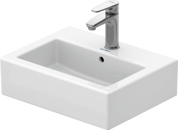 Bild von Duravit Handwaschbecken Vero 45cm, mit Überlauf, mit Hahnlochbank, mit Hahnloch, geschliffen, Farbe: Weiß