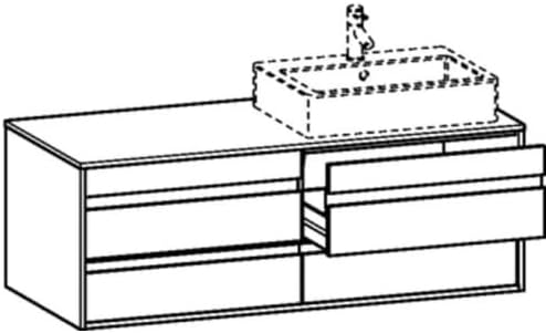 Bild von Duravit Ketho Waschtischunterschrank wandhängend 6657, 4 Schubkästen, 1400mm, für 1 Aufsatzbecken, rechts, Farbe (Front/Korpus): Weiß Matt Dekor