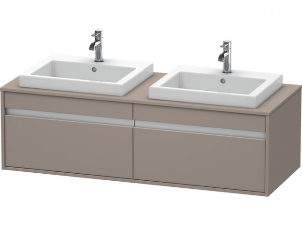 Bild von Duravit Ketho Waschtischunterschrank wandhängend 6797, 2 Auszüge, 1400mm, für 2 Einbauwaschtische, beidseitig, Farbe (Front/Korpus): Basalt Matt Dekor