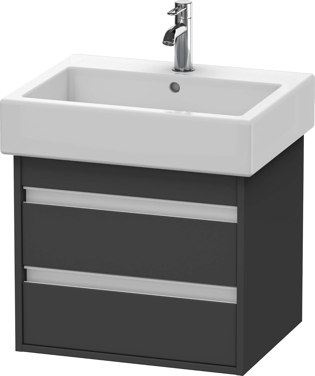 Bild von Duravit Ketho Waschtischunterschrank wandhängend 6636, 2 Schubkästen, 550mm, für Vero, Farbe (Front/Korpus): Graphit Matt Dekor
