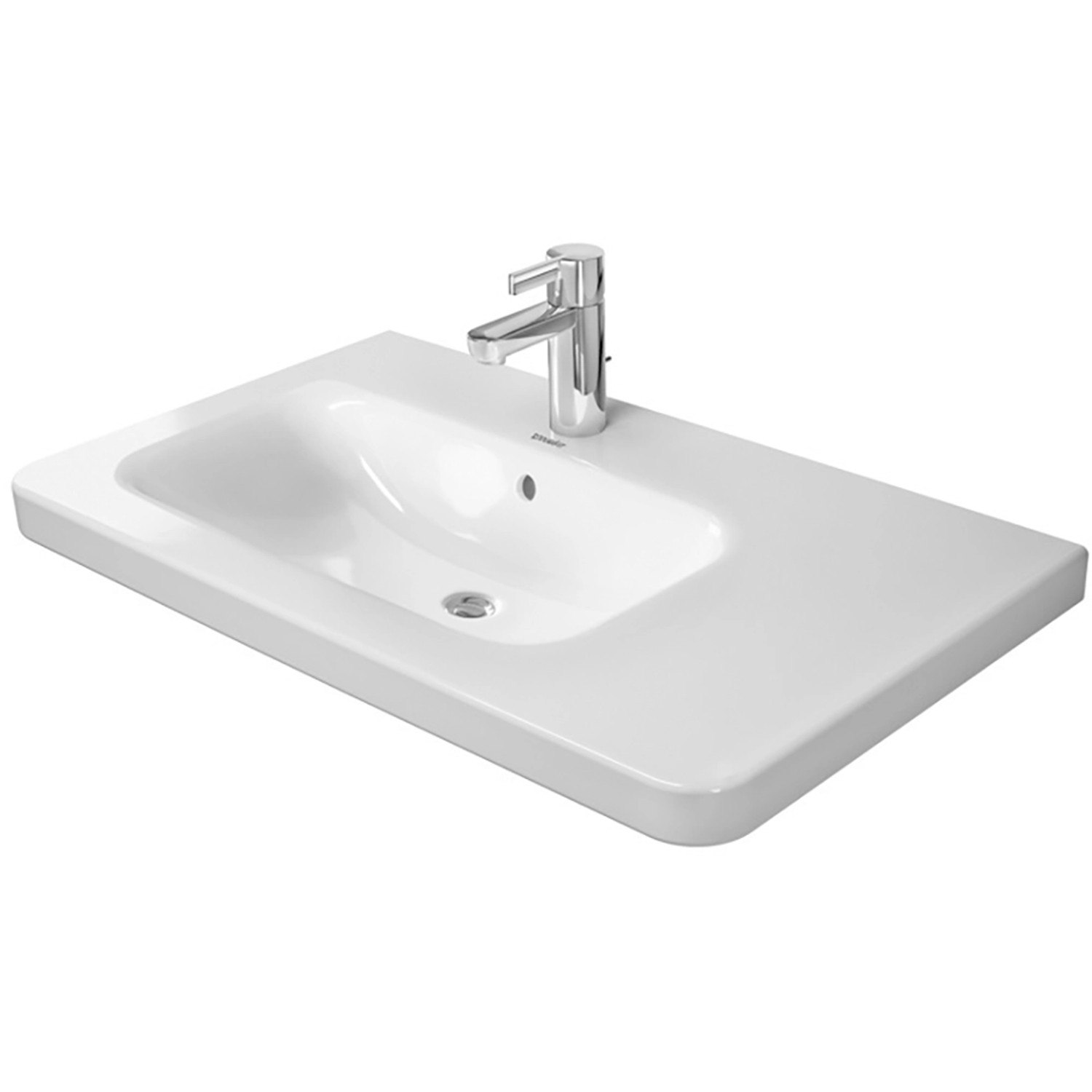 Bild von Duravit Möbelwaschtisch DuraStyle 80cm, mit Überlauf, mit Hahnlochbank, 1 Hahnloch Becken links, Farbe: Weiß mit Wondergliss