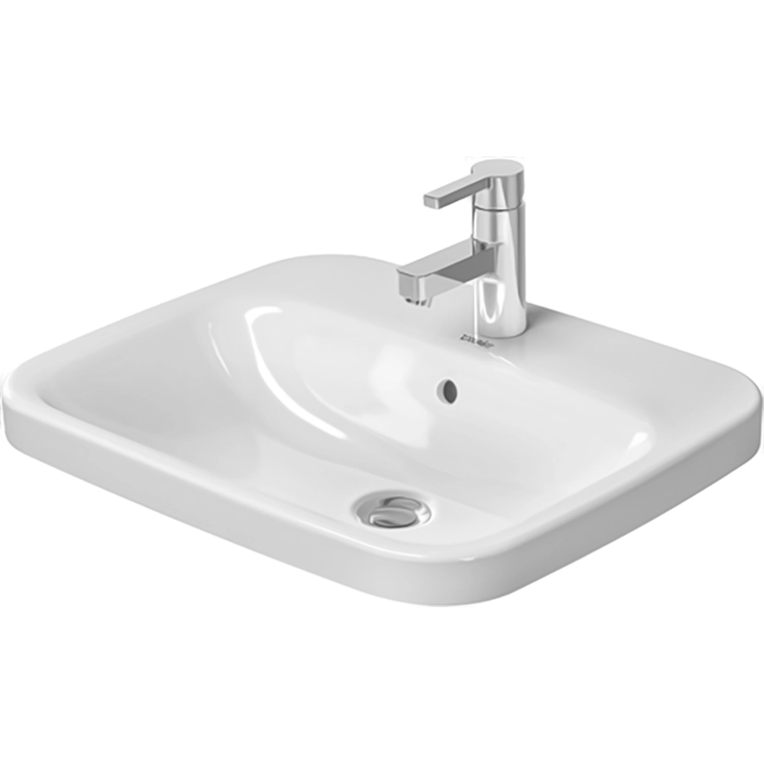 Bild von Duravit Einbauwaschtisch DuraStyle 56cm Einbau von oben, mit Überlauf, mit Hahnlochbank, 1 Hahnloch, Farbe: Weiß