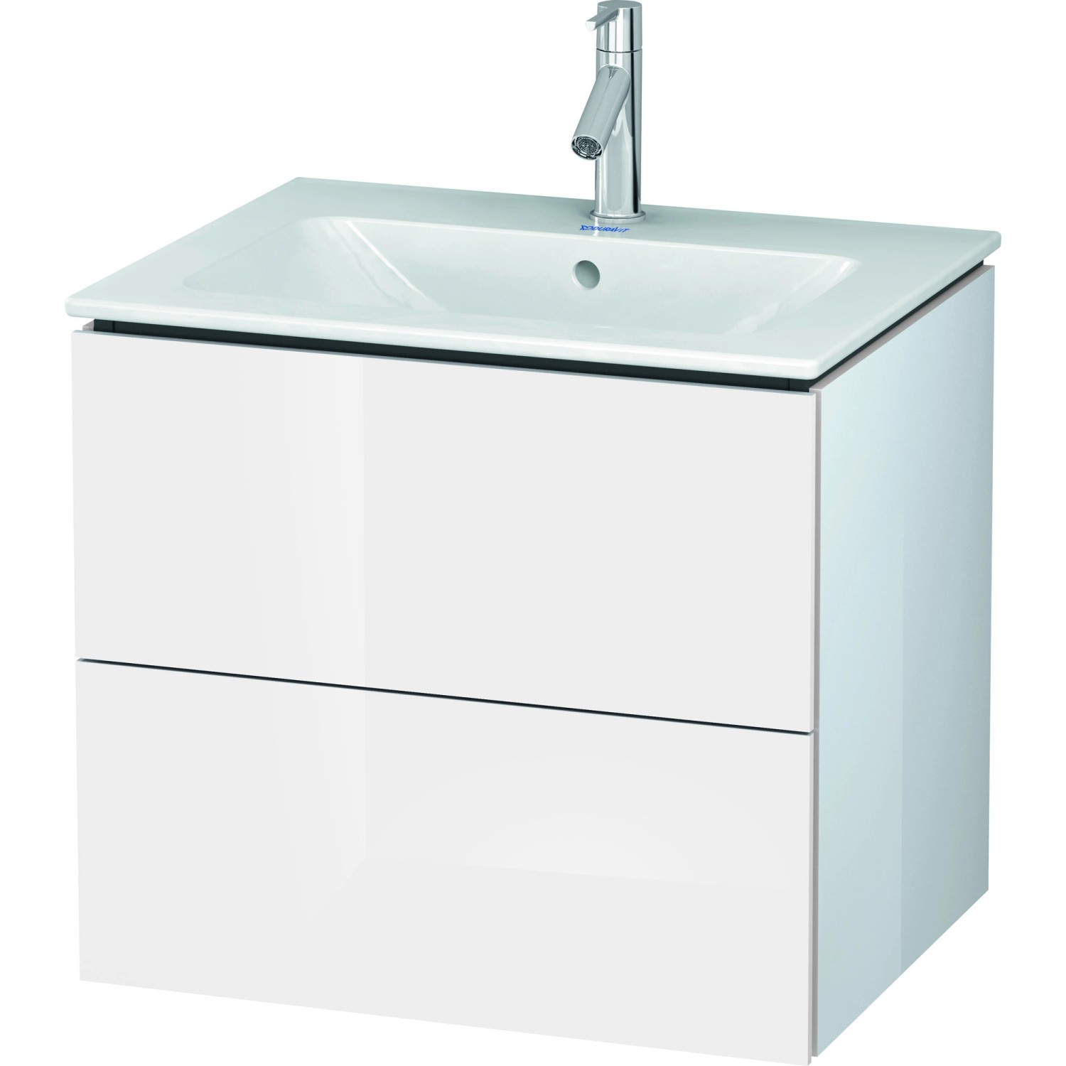 Bild von Duravit L-Cube Waschtischunterbau wandhängend, 2 Schubkästen, Breite: 620mm, für Me by Starck 233663, Farbe: Weiß Hochglanz Dekor