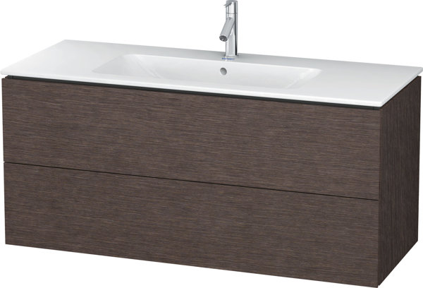 Bild von Duravit L-Cube Waschtischunterbau wandhängend, 2 Schubkästen, Breite: 1220mm, für Me by Starck 233612, Farbe: Eiche Dunkel gebürstet Echtholzfurnier