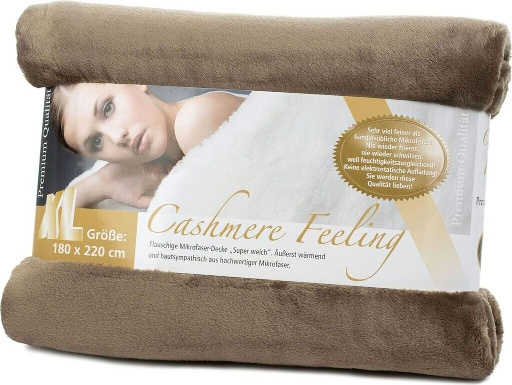 Bild von Gözze - Premium Cashmere-Feeling Wohn- und Kuscheldecke, 500 g/m², 180 x 220 cm - Taupe