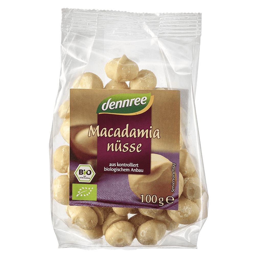 Bild von dennree Macadamianüsse, ganz, 100 gr Packung