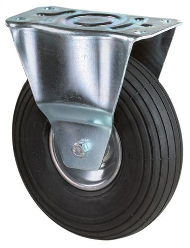 Bild von BS-Rollen Transportgeräte-Bockrolle, Gummi schwarz, Durchm. 400 mm, Traglast 250 kg, Rollenlager, Anschraubplatte