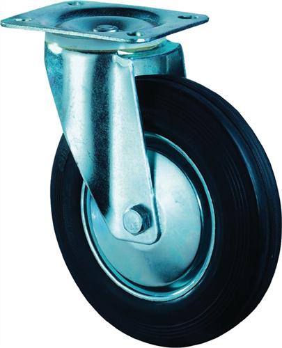 Bild von HP Autozubehör, Möbelrollen, Lenkrolle Rad-Ø 160 mm Tragfähigkeit 135 kg Vollgummi Platte L135xB110 mm