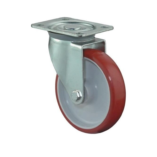 Bild von Lenkrolle D.200mm Trgf.300kg PU Platte L135xB110mm Farbe Rl.rot