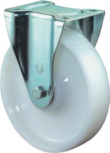 Bild von BS-Rollen Schwerlast-Bockrolle, Kunststoff weiß, Durchm. 150 mm, Traglast 700 kg, Kugellager, Anschraubplatte