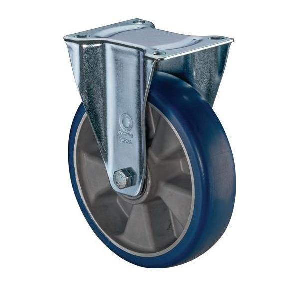 Bild von BS Rollen, Möbelrollen, Bockrolle D.80mm Trgf.170kg Bockrollen PU Platte L105xB85mm Farbe Rl.blau