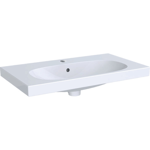 Bild von Geberit Acanto Waschtisch, mit Ablagefläche, 1 Hahnloch, mit Überlauf, verkürzte Ausladung, 750x420mm, 500.632.01.8