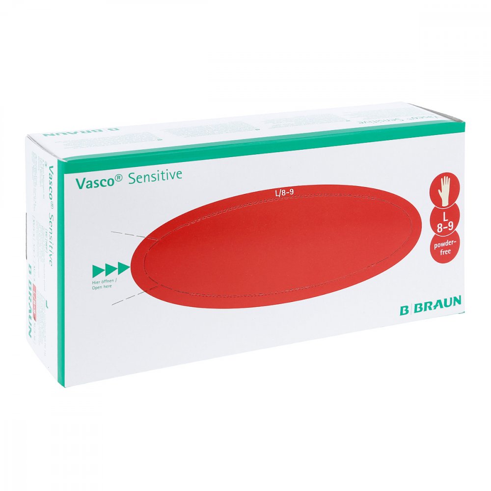 Bild von B.Braun, Schutzhandschuhe, Vasco Sensitive Untersuchungs-Handschuhe L Latex ungepudert 100 Stk (L)