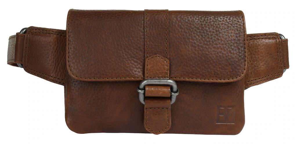 Bild von BODENSCHATZ Gürteltasche Echt Leder Herren, Damen | Charmante Bauchtasche, Vielseitige Crossbody Tasche, 1 Vorderfach mit Magnetverschluss, 3 Fächer cognac | 021178