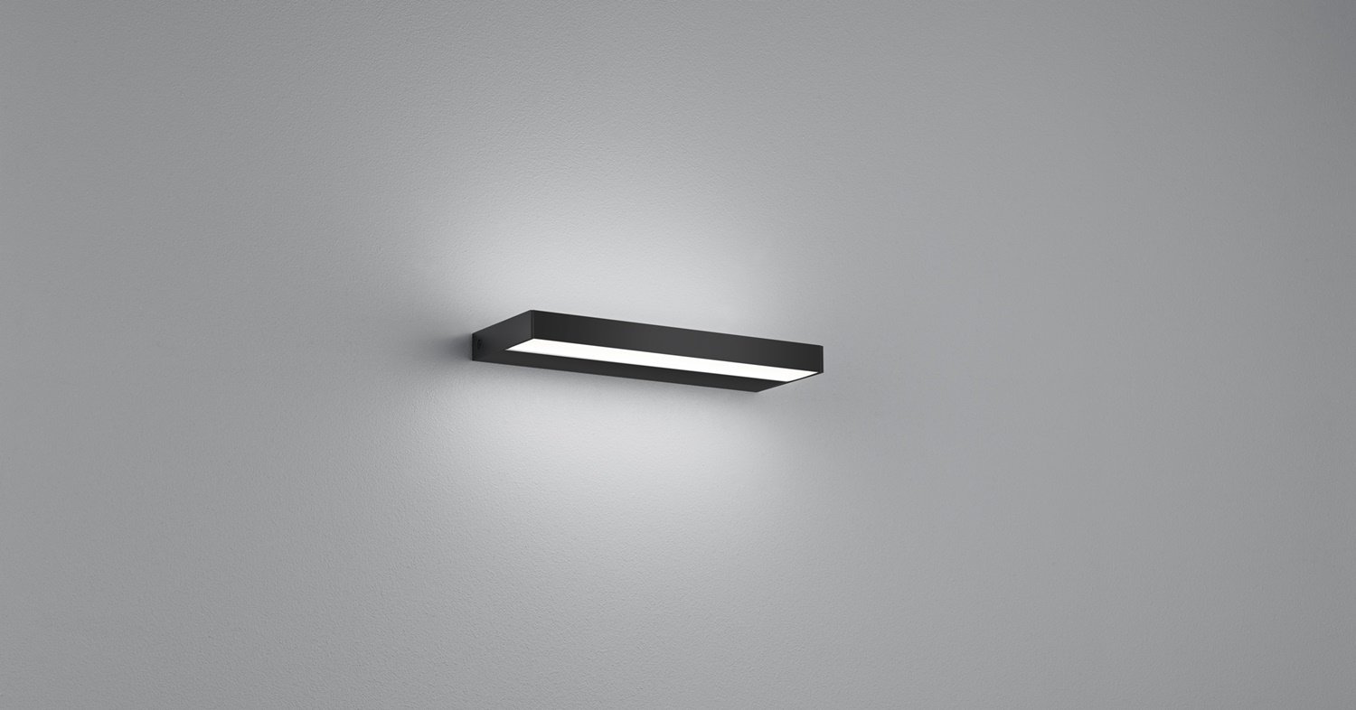 Bild von LED Wandleuchte Slate in Schwarz-matt und Transparent-satiniert 6W 270lm IP44 300mm