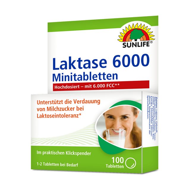 Bild von SUNLIFE SUNLIFE® Laktase 6000 FCC Minitabletten 100Stk Intoleranz Laktoseabbau 1 - 2 Tabletten bei Bedarf