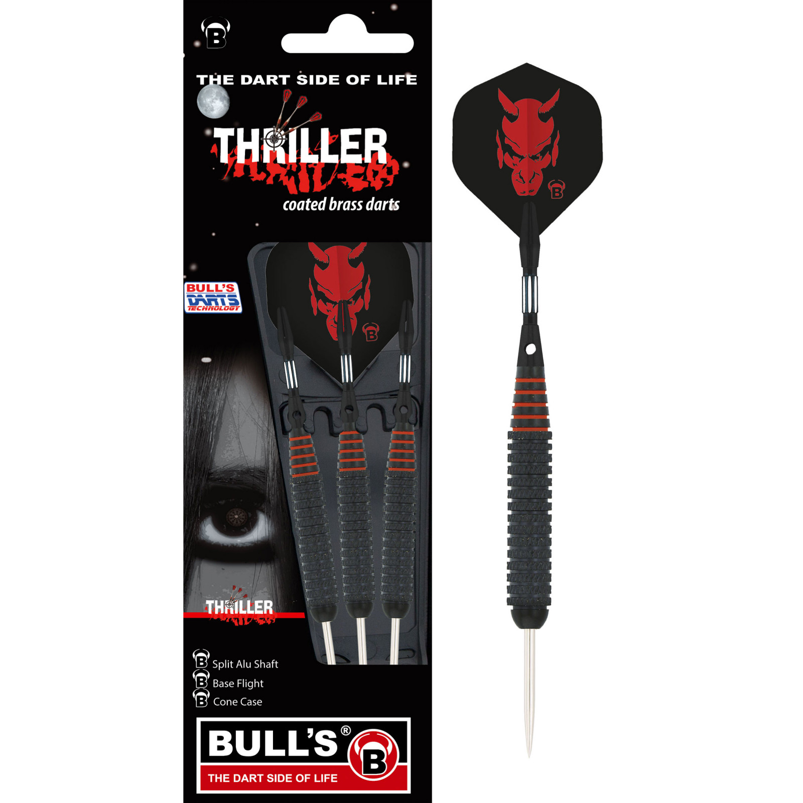 Bild von Bull's Thriller Steel Dart, Ringed Grip, schwarz, 22g