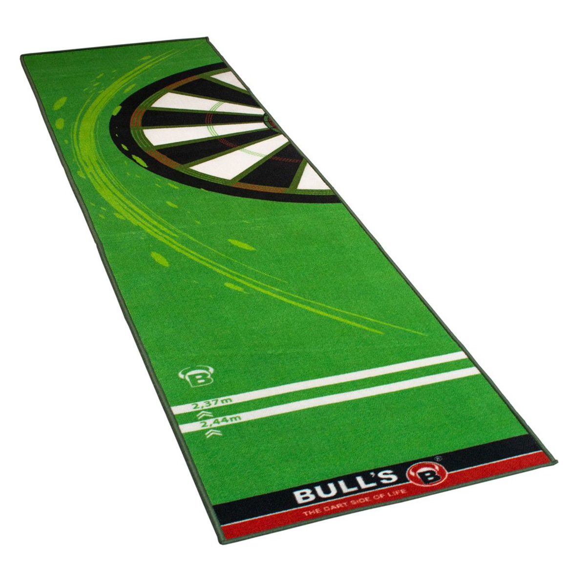 Bild von BULL'S Carpet Mat “120“ Green, Dartteppich mit rutschfester Unterseite aus Gummi, umweltfreundliche Turnier Dartmatte mit offiziellem Abstand zum Dartboard 237cm, Schutz für Darts und Tips