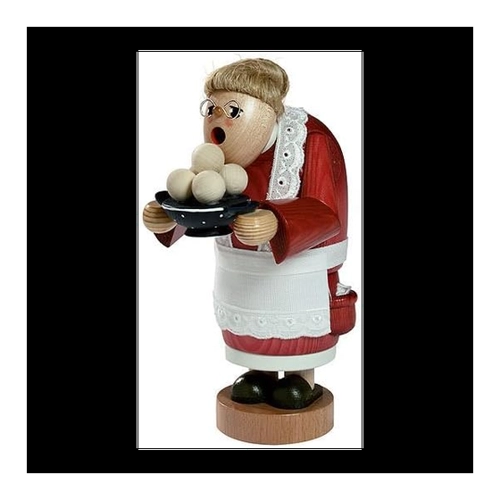 Bild von KWO Kunstgewerbe Werkstätten Räuchermann Oma mit Klößen, 17 cm, Mehrfarbig