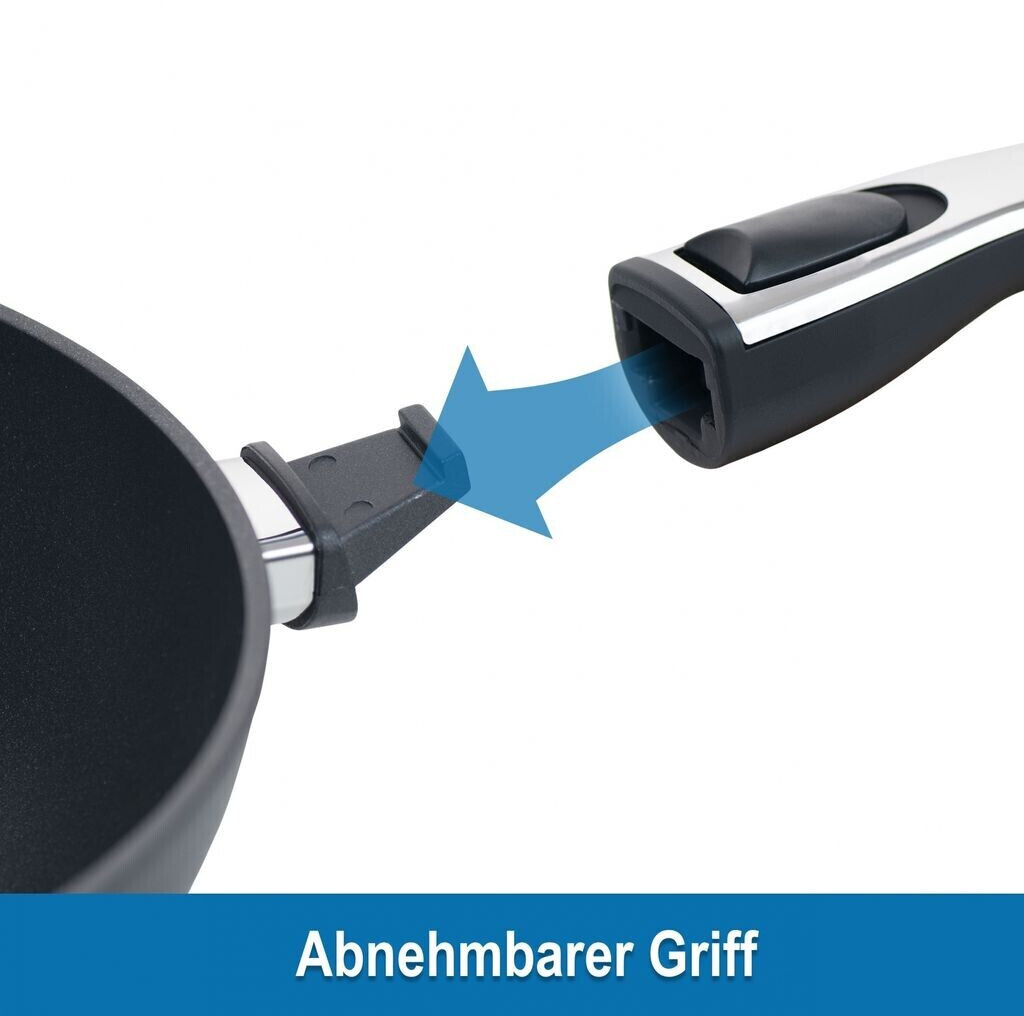 Bild von Genius Cerafit Plasma Bratpfanne 28cm + Glasdeckel - ofenfeste Keramikpfanne mit kratzfester Antihaft-Beschichtung | Induktions-Pfanne mit abnehmbarem Griff für alle Herdarten