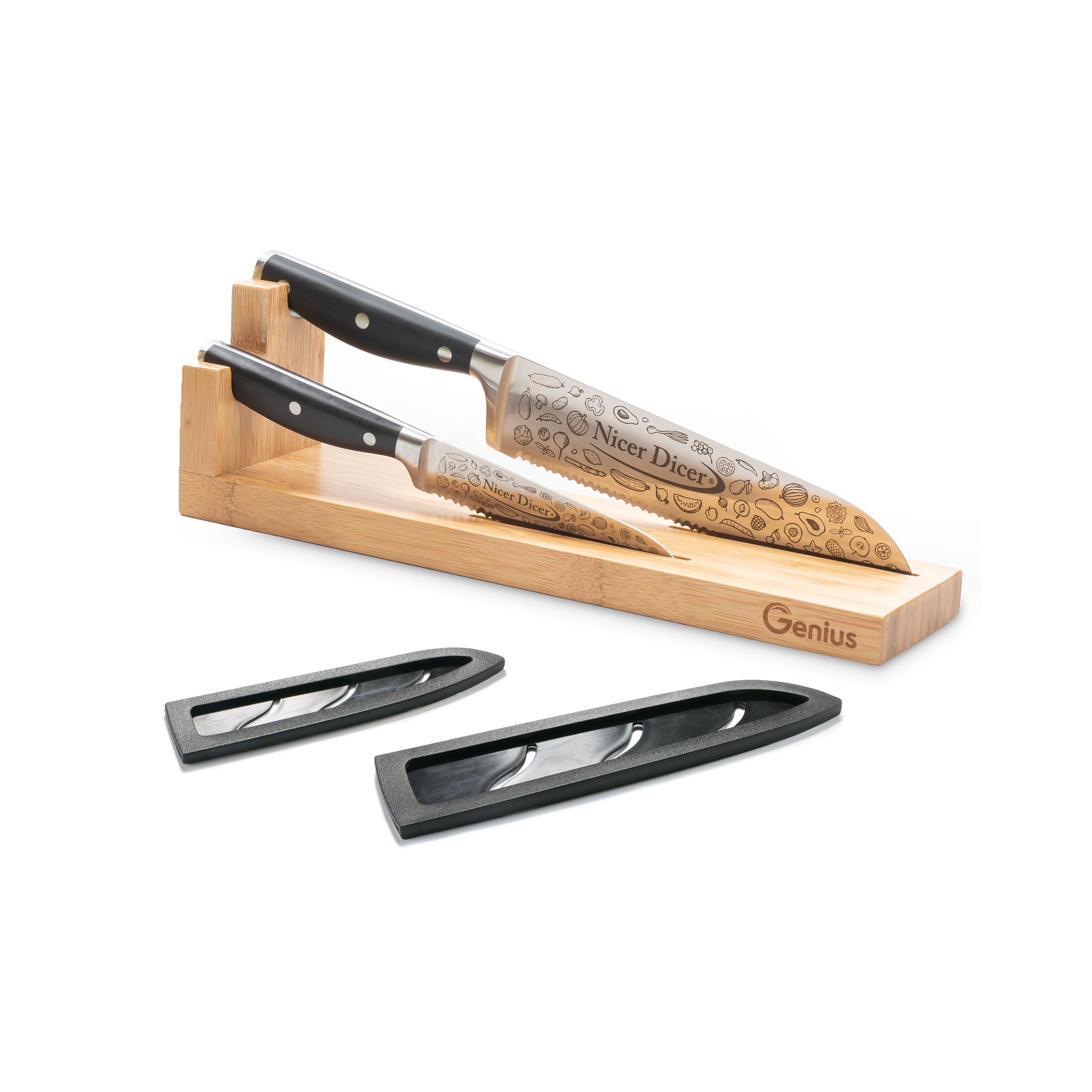 Bild von Genius Kochmesser Nicer Dicer Knife Professional Messer-Set inkl. Messerblock Set 5-tlg., Schärfegarantie ohne Nachschleifen