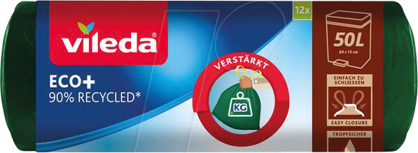 Bild von VILEDA 94008 - VILEDA Müllbeutel, ECO+ 12 Stk, 50 Liter
