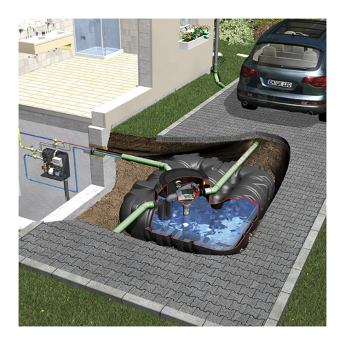 Bild von GRAF Platin Hausanlage Professionell inkl. hausinterner Saugpumpe Zisterne Regenwassertank, 10000 L, begehbar